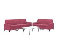 vidaXL Ensemble de canapés 2 pcs avec coussins velours rouge bordeaux
