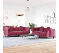 Vidaxl Ensemble De Canapés 2 Pcs Avec Coussins Rouge Bordeaux Velours Rouge