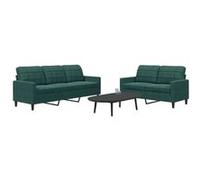 vidaXL Ensemble de canapés 2 pcs Velours Vert foncé avec coussins 77 x 137 x 80 cm