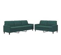 vidaXL Ensemble de canapés 2 pcs avec coussins Velours vert foncé