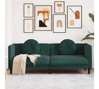 Vidaxl Canapé Avec Coussins 3 Places Vert Foncé Velours Vert
