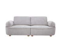 Canapé électrique 3 places dossier avance-recule en tissu chenille gris et bois clair OTIS