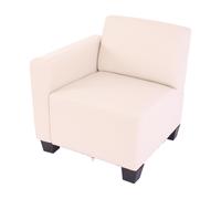 Canapé-élément Lyon, élément latéral gauche, modulaire, simili-cuir, crème