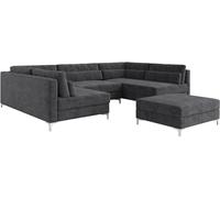 Canapé Elio microfibre graphite 300x185 cm avec pouf canapé panoramique