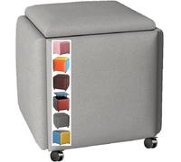 Canapé Empilable Chaise Tabouret Cube 5 en 1, Assise Combinée Cube Repose-Pieds, Repose-Pieds, Tabouret Rembourré, Coffre De Siège, Banc De Chaussure, Tabouret, Light Grey 2, 45x45 cm