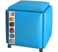 Canapé Empilable Chaise Tabouret Cube 5 en 1, Assise Combinée Cube Repose-Pieds, Repose-Pieds, Tabouret Rembourré, Coffre De Siège, Banc De Chaussure, Tabouret, Blue 1, 45x45 cm