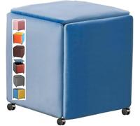 Canapé Empilable Chaise Tabouret Cube 5 en 1, Assise Combinée Cube Repose-Pieds, Repose-Pieds, Tabouret Rembourré, Coffre De Siège, Banc De Chaussure, Tabouret, Light Blue 3, 45x45 cm