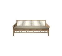 Canapé en bambou beige, 3 places, fixe, coussin vert rayé - Bloomingville, Sole - 175x77x75 cm