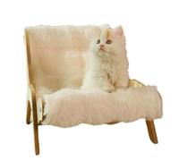 Canapé en bois pour chat, canapé élégant pour chat, chaise à bascule pour animal domestique, meubles d'animaux mignons, fabriqué en peluche et en bois, lit apaisant doux pour chiot, 37 x 50 cm