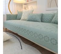 Canapé en Coton Housse de Chaise, Canapé Brodé à Motif Géométrique Housse de Chaise, Style Moderne Antidérapant, Convient pour Le Salon, La Chambre, La Pièce à Vivre (Vert, 90 * 70 Cm)