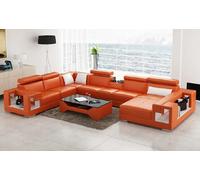 Canapé en cuir avec USB Salon Canapé d'angle Canapé Coin Garniture XXL Big