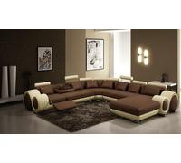 Canapé en cuir Canapé xxl paysage de vie canapé en cuir big sofa xxl canapé d'angle blanc-noir