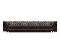 Canapé en cuir Chesterfield marron Designer quatre places salon Canapés nobles