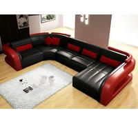 CANAPE EN CUIR COUCH GARNITURE COUVERTURE ECKCOUCH SOFA U Form Bergamo