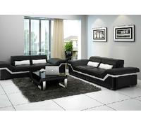 Canapé en cuir USB Canapé 3+3 places design Coussin en cuir Garniture canapé NEW YORK