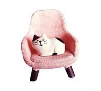 Canapé en forme de chat ludique avec adorable poupée en résine pour un décor confortable (chaise chat rose)