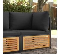 Canapé en forme de L de jardin - UU - Salon de jardin, avec coussins bois massif d'acacia LV268