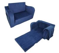 Canapé en Mousse pour Enfants avec Couverture, prêt à l'emploi, canapé Convertible 2-en-1 pour Tout-Petits, Chaise Longue Pliable en intérieur et lit Ouvert au Sol pour garçons et Filles (Marine)