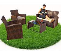 canapé en rotin 4 pièces Ensemble de meubles de jardin en poly rotin Canapé Meubles Lounge M01