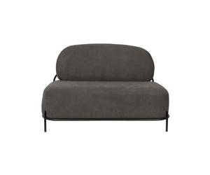 Canapé en tissu gris, 3 places, fixe, pieds en fer noir - White Label, Jaey - 72x125x77 cm