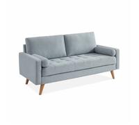 Canapé en tissu gris clair. 3 places scandinave fixe. droit. pieds bois