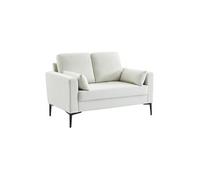 sweeek - Canapé en Velours côtelé Blanc - Bjorn - Canapé 2 Places Fixe Droit Pieds métal