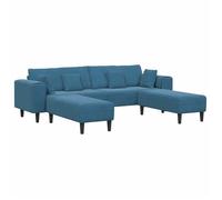 Canapé en velours - VIDAXL - 4 places - Bleu - Design moderne - Accoudoirs carrés