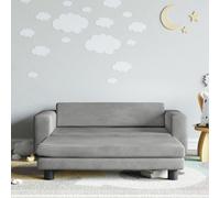 Canapé enfant avec pouf gris clair 100x50x30 cm velours