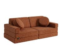 Canapé Enfant Convertible - Chauffeuse 2 Places Transformable en Lit d'Appoint, Aire de Jeu, Fauteuil, Matelas de Sol - Idéal Cadeau Enfants - Possibilités de Jeux Infinies (Terracota, 2 Places)