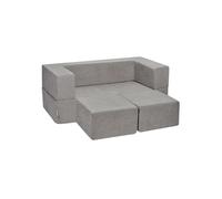 VEVOR Canapé enfant convertible ludique, 4 pièces, fauteuil pour enfants en tissu chenille avec housse amovible, éponge 25D haute densité, meuble de salle de jeux pour sommeil, lecture, gris foncé