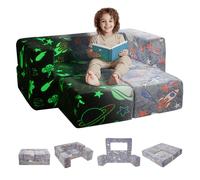 Canapé Enfant Convertible Ludique-VEVOR-Fauteuil pour Enfants en Tissu Phosphorescent avec Housse Amovible-Gris