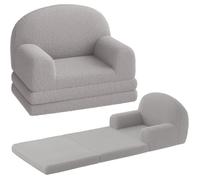 Canapé Enfant - Garvee - fauteuil dépliable - canapé-lit 2 en 1 - avec housse amovible - Dossier semi-circulaire - gris