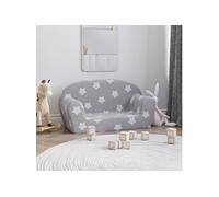 Canapé enfants 2 places gris clair avec étoiles peluche douce