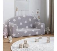 Canapé enfants 2 places gris clair avec étoiles peluche douce Gris G