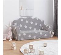 Canapé enfants 2 places gris clair avec étoiles peluche douce Gris G