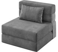 Canapé Et Fauteuil Pliants 4 en 1 - Fauteuil Lit Convertible avec Coussins, comme Canapé Ou Lit d'Appoint, Fauteuil en Lin pour Le Salon,183x71x15 cm