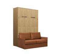 Canapé et lit escamotable ouverture pneumatique tissus velours ocre - LOLITA