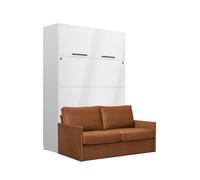 Canapé et lit escamotable ouverture pneumatique tissus velours ocre - LOLITA