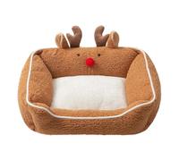 Canapé et Panier pour Chat de Noël - Sofa en Peluche Doux à Fond Anti-Dérapant Lit Chaud et Réconfortant pour Chats et Petits Chiens pour Amoureux des Chats(Brown)