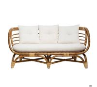 Canapé ""Farah"" 2 places rotin tissu blanc - Atmosphera Créateur d'intérieur