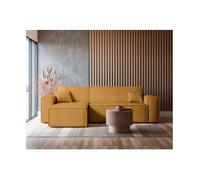 Canapé FARAH d'angle convertible et réversible 4 places en velours côtelé - Jaune