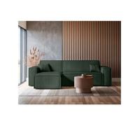 Canapé FARAH d'angle convertible et réversible 4 places en velours côtelé - Vert foncé