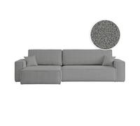 LOUNGITUDE Canapé Farah d'angle Max réversible et Convertible 5 Places en Tissu Bouclette