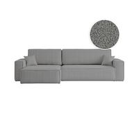 LOUNGITUDE Canapé Farah d'angle Max réversible et Convertible 5 Places en Tissu Bouclette