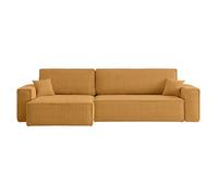 Canapé FARAH d'angle max réversible et convertible 5 places en velours côtelé - Jaune