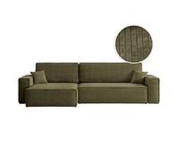 LOUNGITUDE Canapé Farah d'angle Max réversible et Convertible 5 Places en Velours côtelé