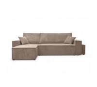 Canapé Farah d'angle réversible et Convertible 4 Places avec Un Pouf en Velours côtelé