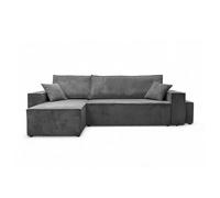 Canapé Farah d'angle réversible et Convertible 4 Places avec Un Pouf en Velours côtelé
