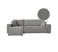 LOUNGITUDE Canapé Farah d'angle réversible et Convertible 4 Places en Tissu Bouclette