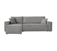 Canapé FARAH d'angle réversible et convertible 4 places en tissu bouclette - Gris